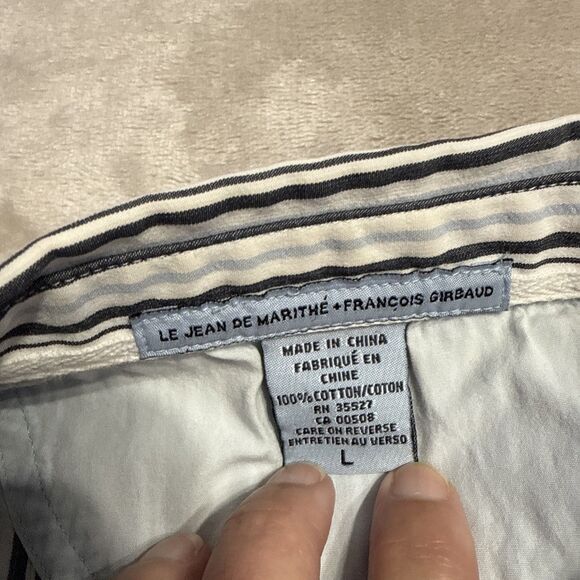 Le Jean De Marithe+Francois Girbaud Shirt Mens Large Striped Button Up - Picture 9 of 11